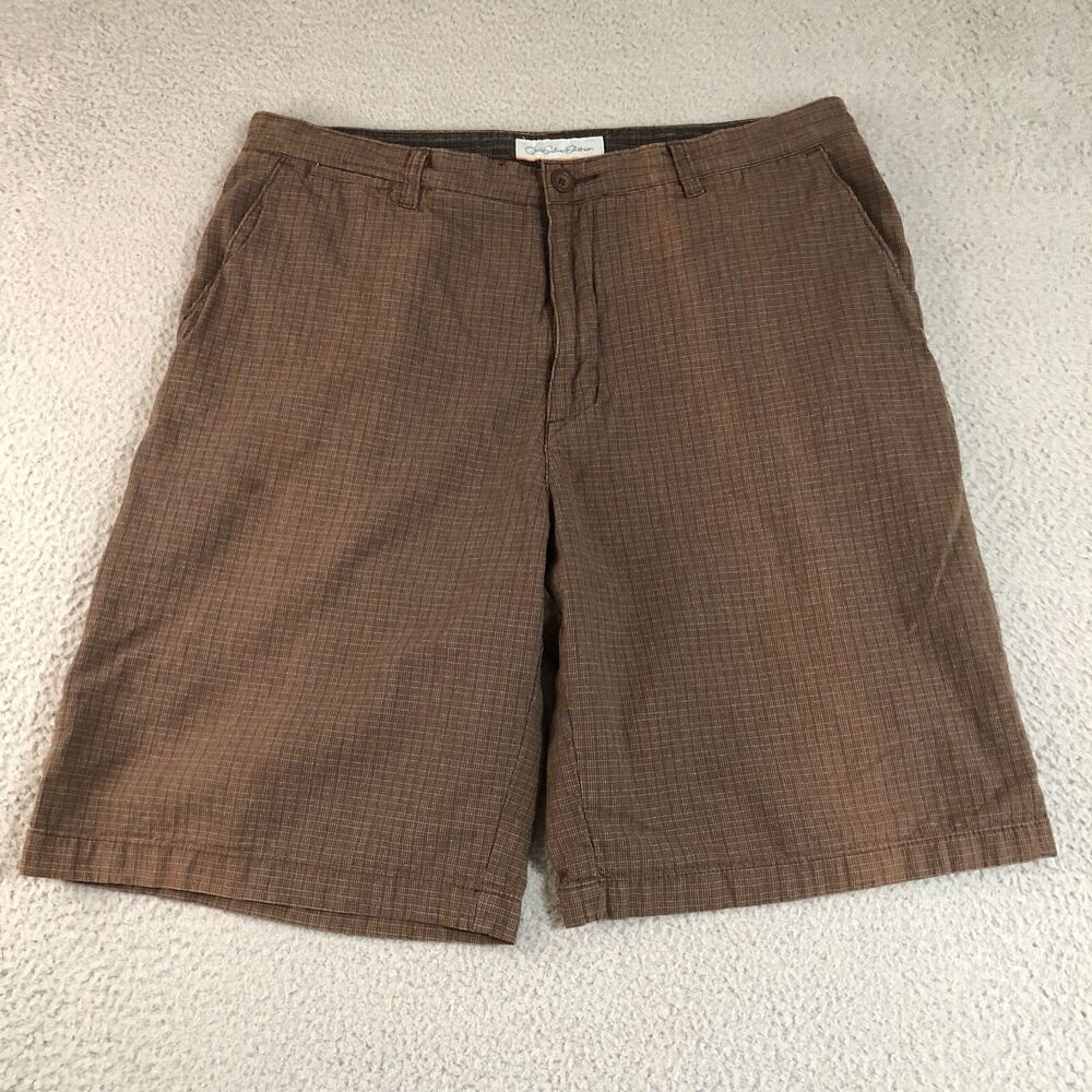 Quiksilver Edition Shorts Men 36 Brown Plaid Chino Preppy Khaki Beach Surf Skate